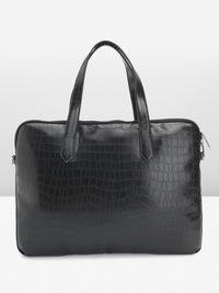 Lino Perros Women Croc Textured Structured Laptop Bag-16 Inches