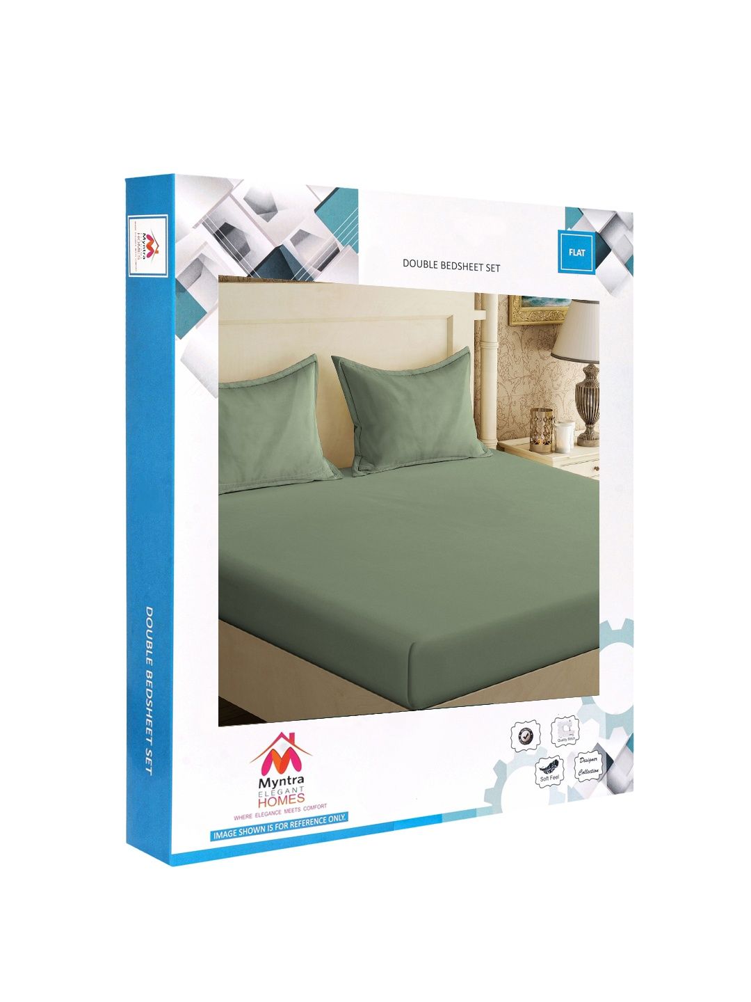 Myntra Elegant Homes Green 300 TC King Double Bedsheet with 2 Pillow Covers