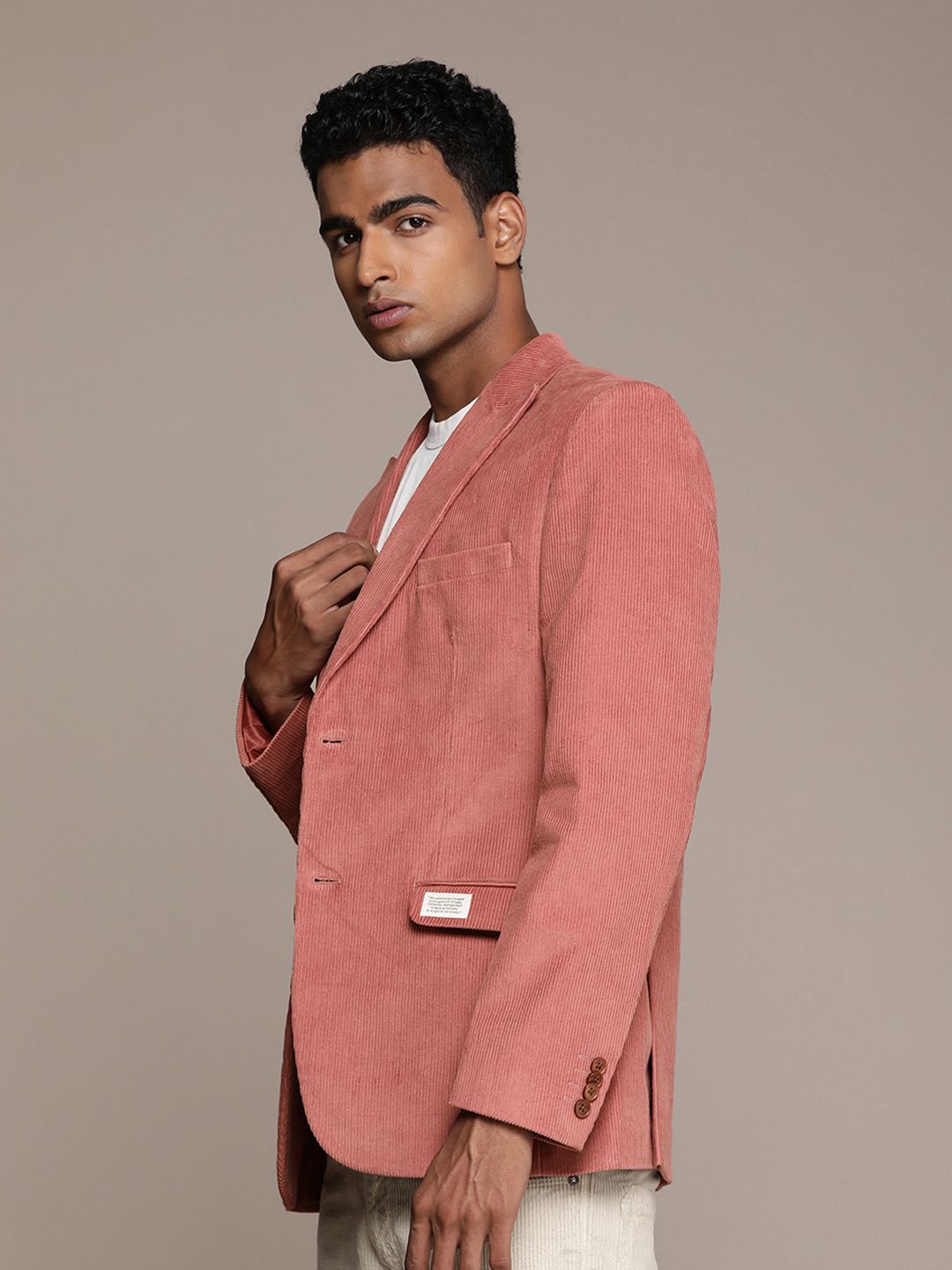Mr Bowerbird Tailored Fit Peaked Lapel Collar Single Breasted Corduroy Cotton Blazer