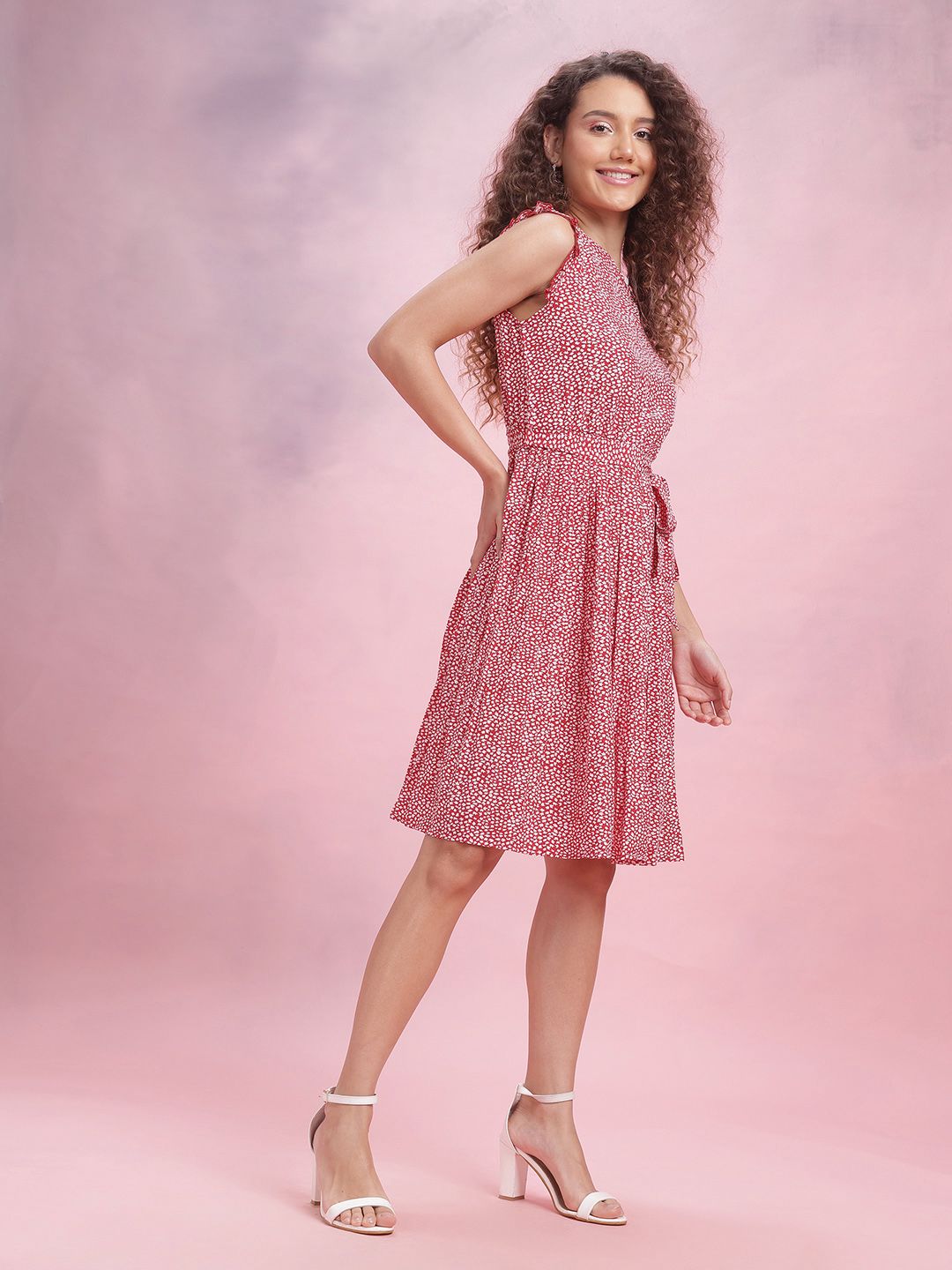 DressBerry Floral Printed Belted A-Line Dress