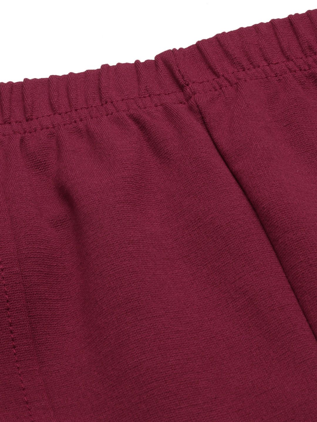 Global Desi Women Maroon Solid Tapered Fit Cigarette Trousers