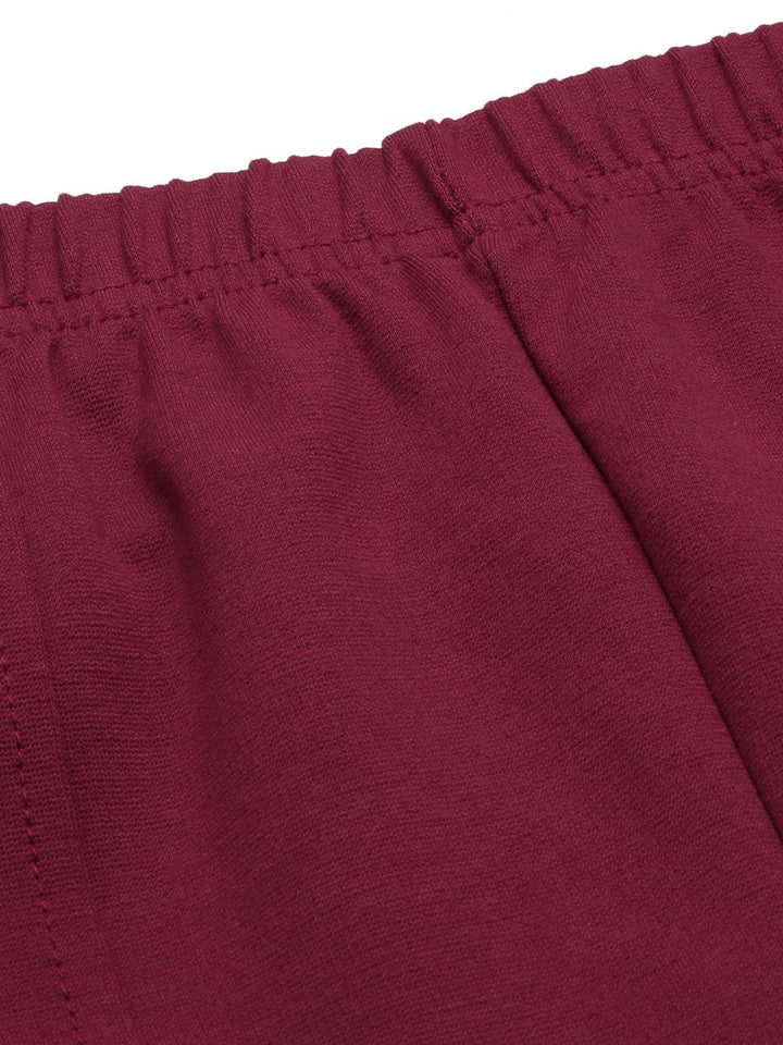 Global Desi Women Maroon Solid Tapered Fit Cigarette Trousers