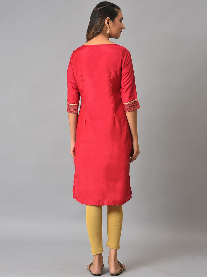 AURELIA Geometric Woven Design Boat Neck Kurta