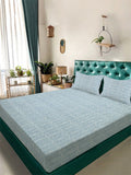 Myntra Elegant Homes Green Geometric Printed 300 TC King Bedsheet Set 98" x 88"
