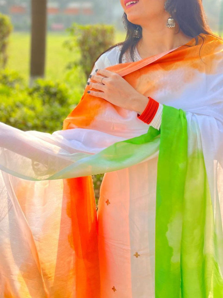 KALINI Ombre Dyed Tricolor Chiffon Dupatta