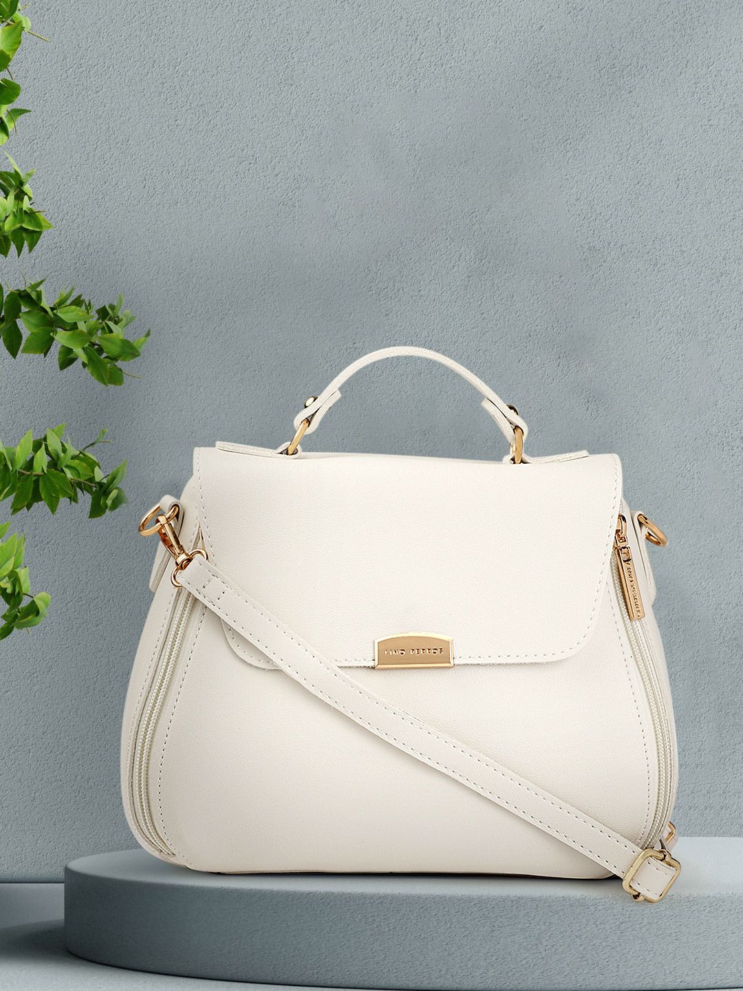 Lino Perros White Solid Satchel