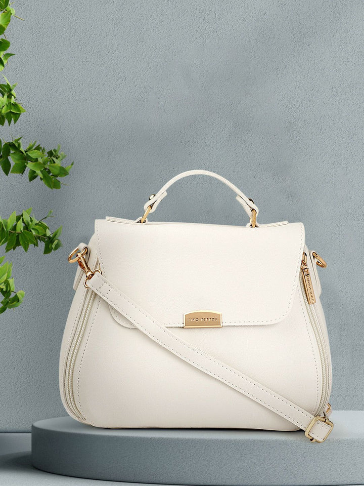Lino Perros White Solid Satchel