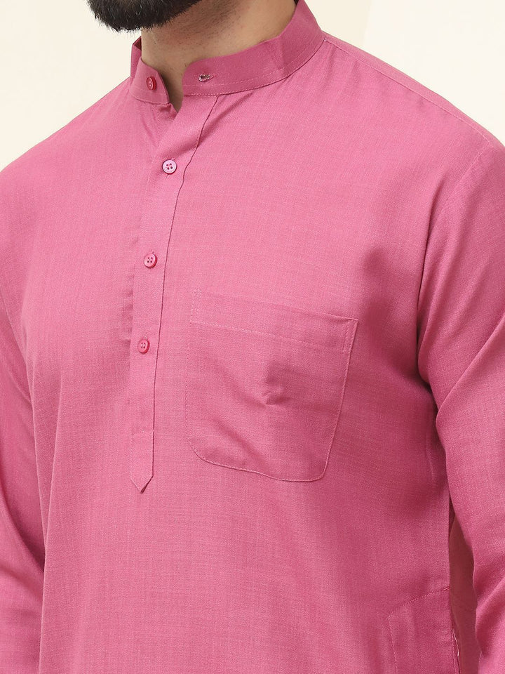 SOJANYA Kurta Lurus Linen Kapas Kolar Mandarin dengan Piyama