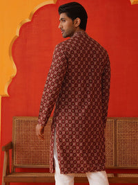 Jompers Men Geometric Embroidered Sequinned Kurta