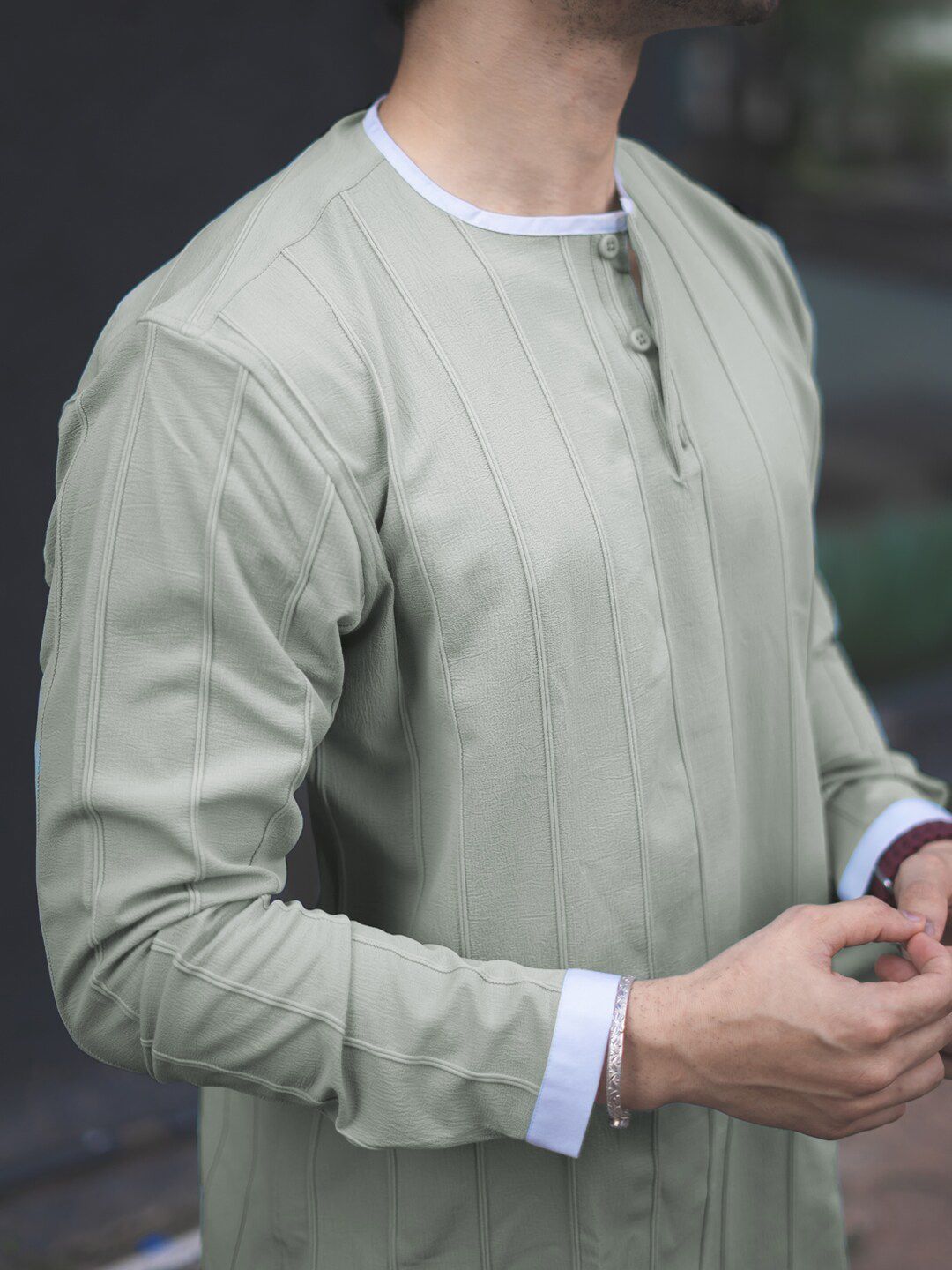 Powerlook India Slim Striped Henley Neck Casual Shirt