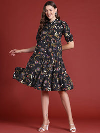 all about you Floral Print Tiered Shirt Dress