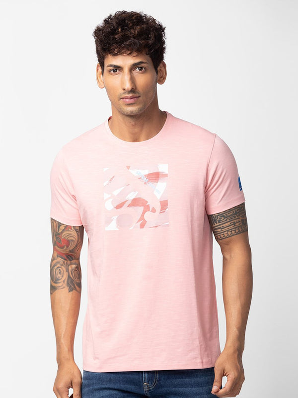 T-shirt Cotton Slim Spykar yang Dicetak Slim Fit