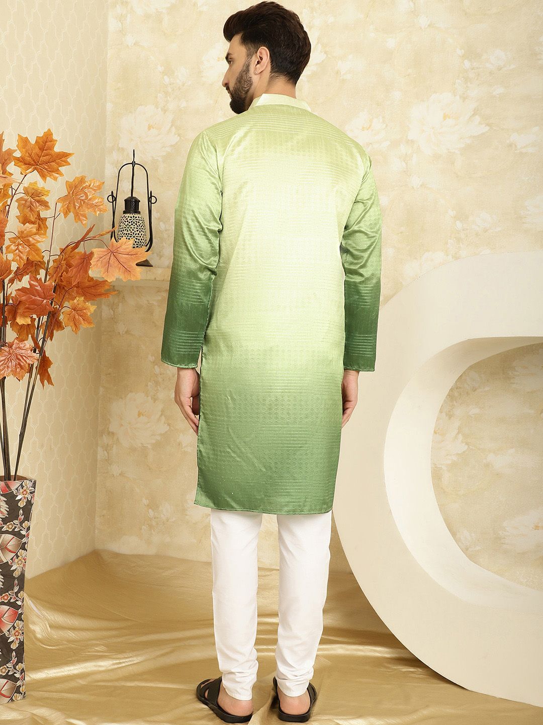 SOJANYA Striped Regular Sequined Jacquard Kurta With Churidar