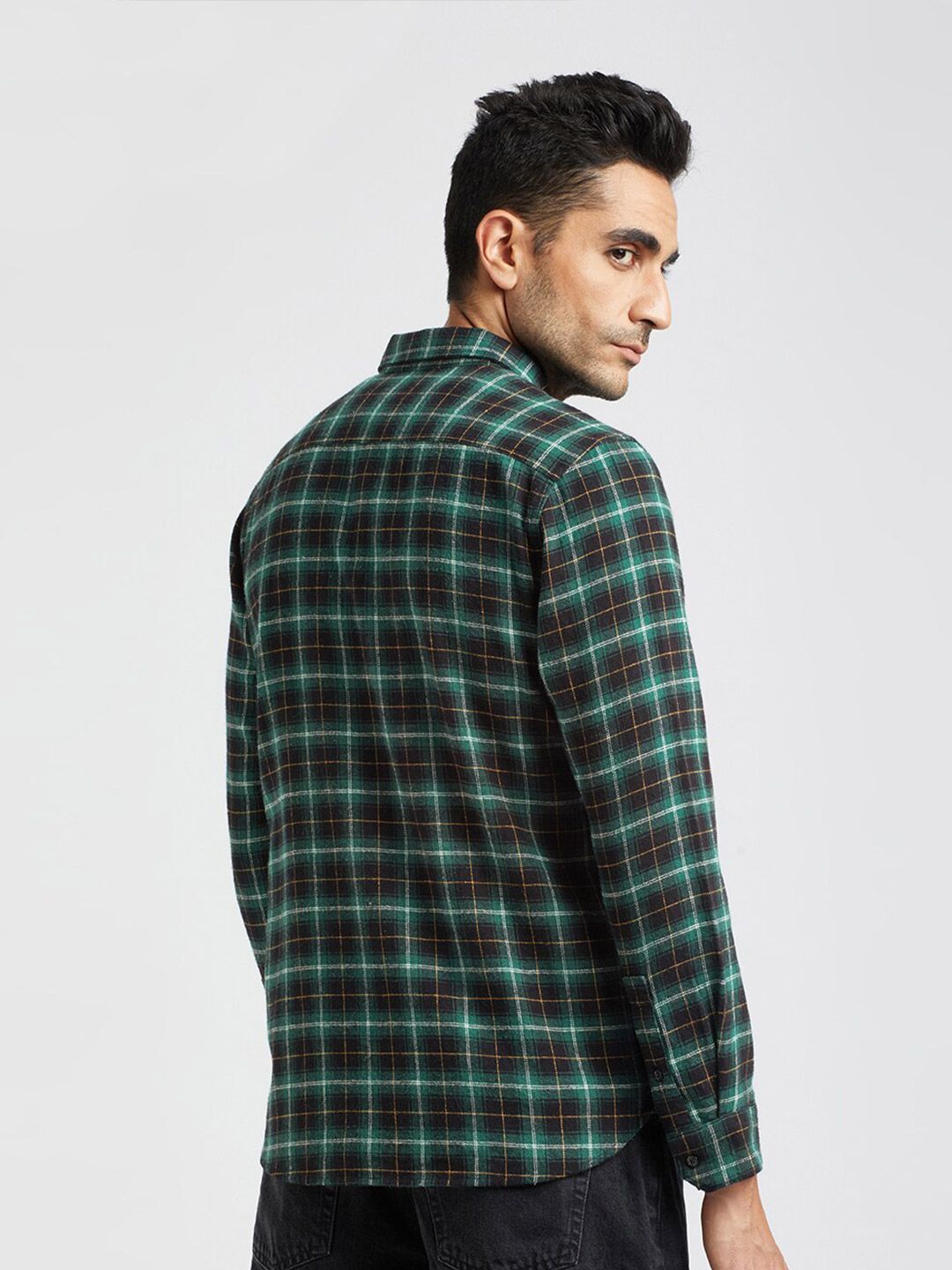 THE BEAR HOUSE Slim Fit Tartan Checked Pure Cotton Casual Shirt