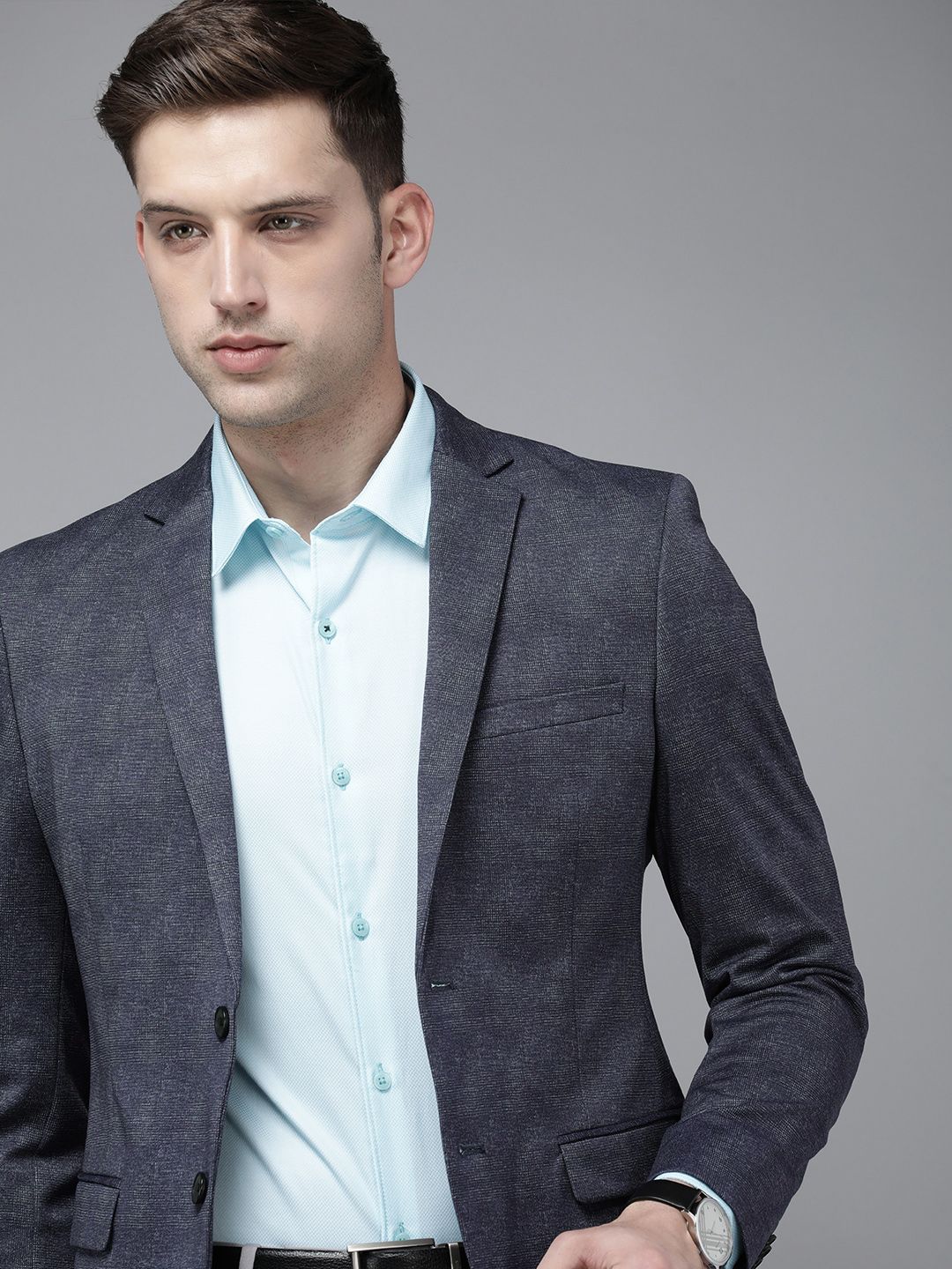 Park Avenue Self Design Regular Fit Single-Breasted Formal Blazer