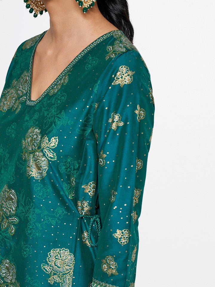 Global Desi V-Neck Floral Printed Anarkali Kurta
