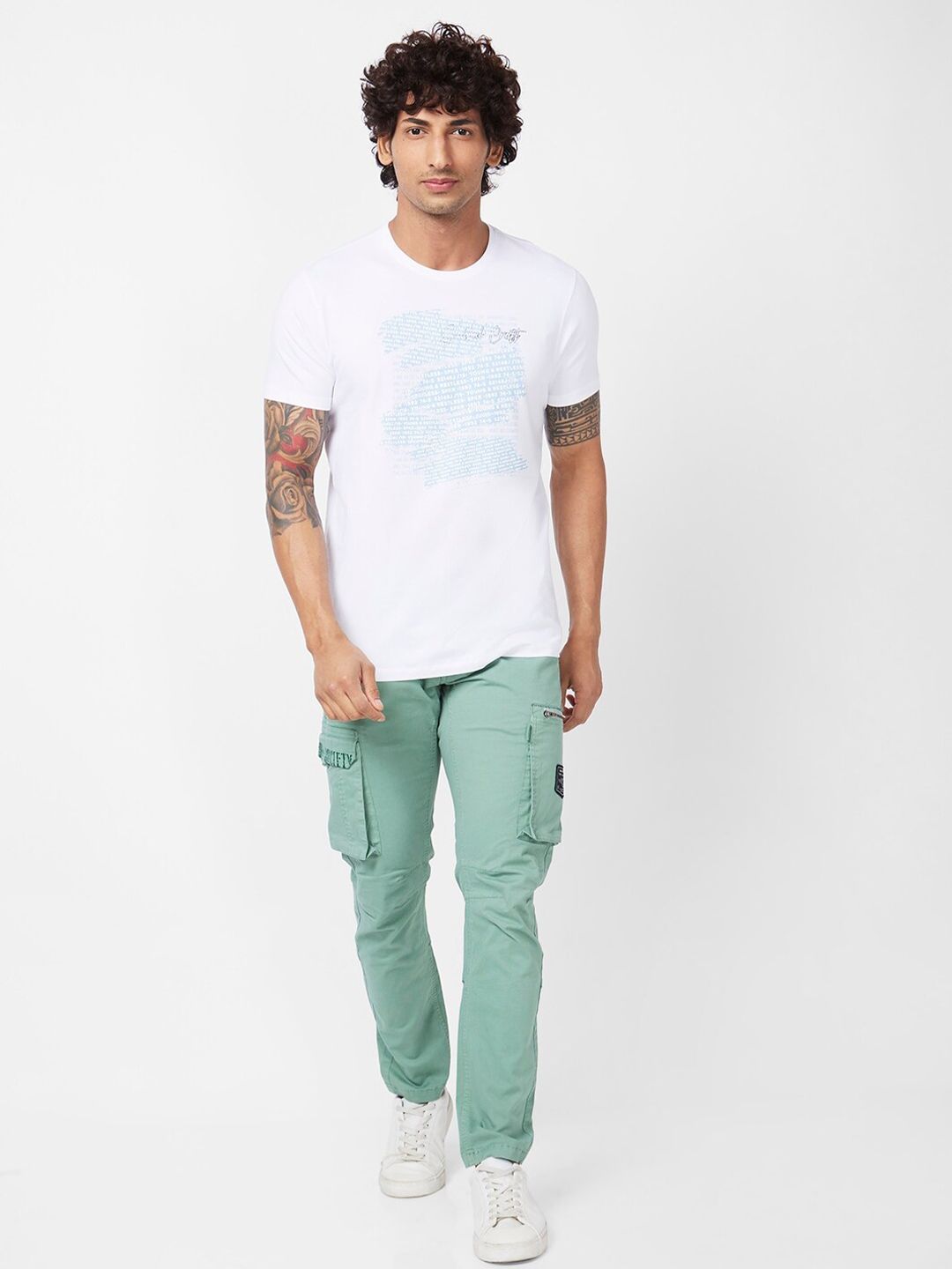 SPYKAR Typography Printed Slim Fit T-shirt