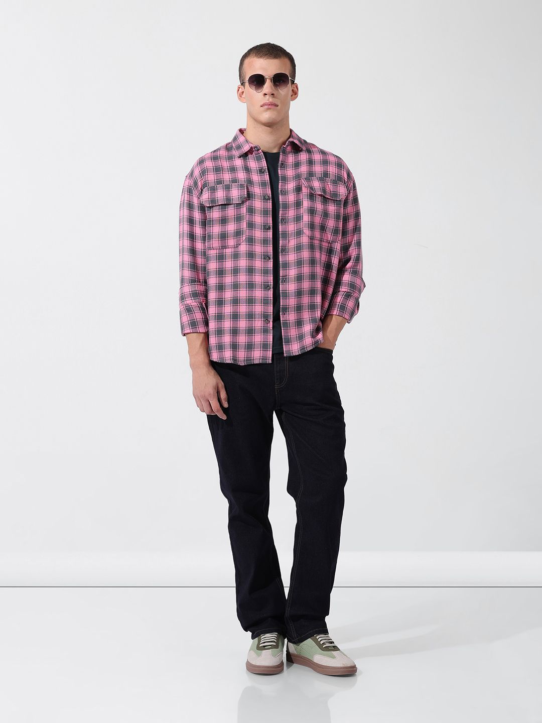 The Indian Garage Co Men Relaxed Fit Checkered Dobby Casual Shirt