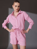 STREET 9 Self Design Shirt & Shorts Co-ord Set