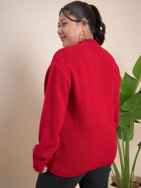 CURVY STREET Plus Size Cable Knit Self Design Acrylic Pullover