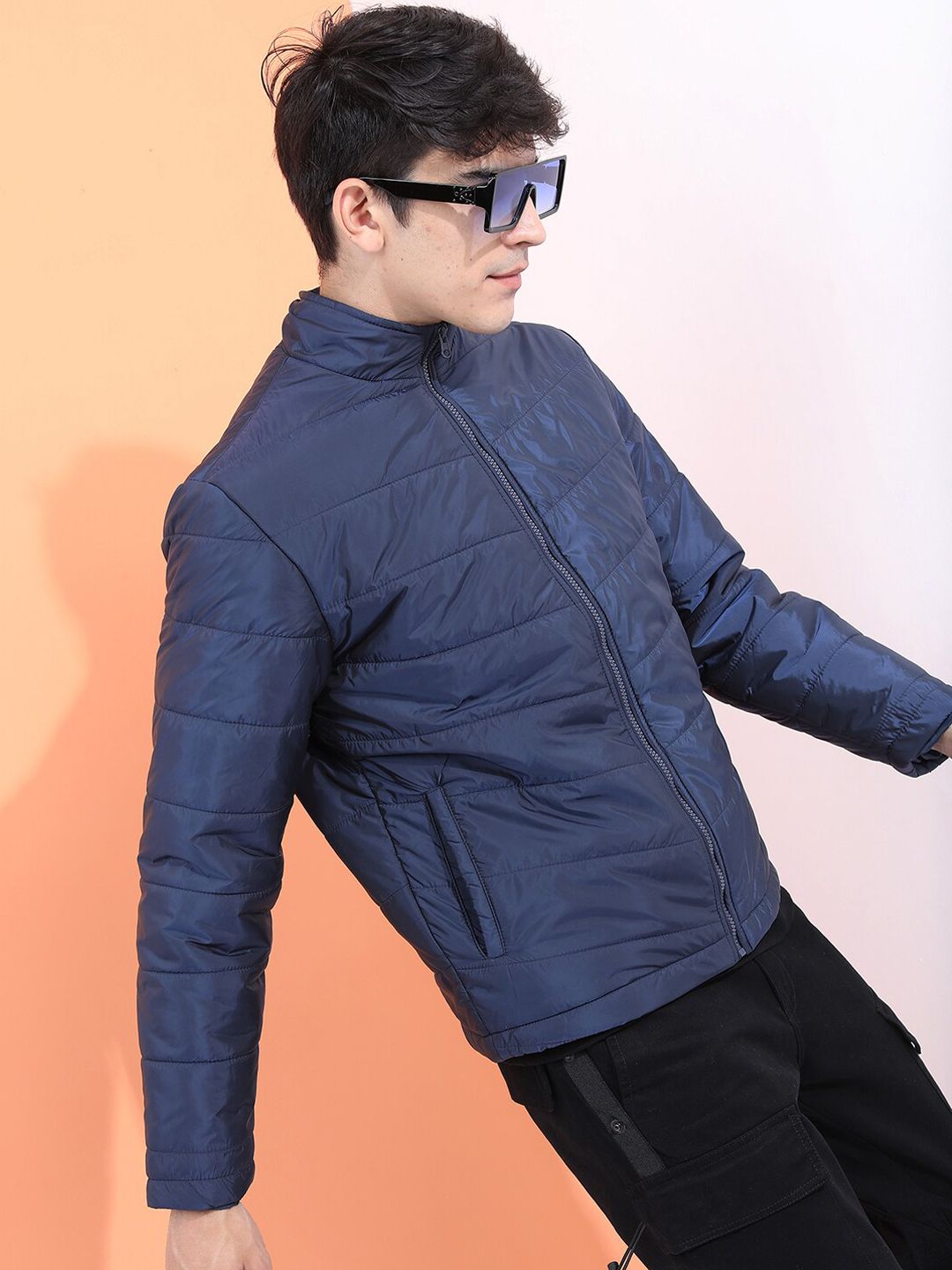 HIGHLANDER Men Navy Blue Padded Jacket