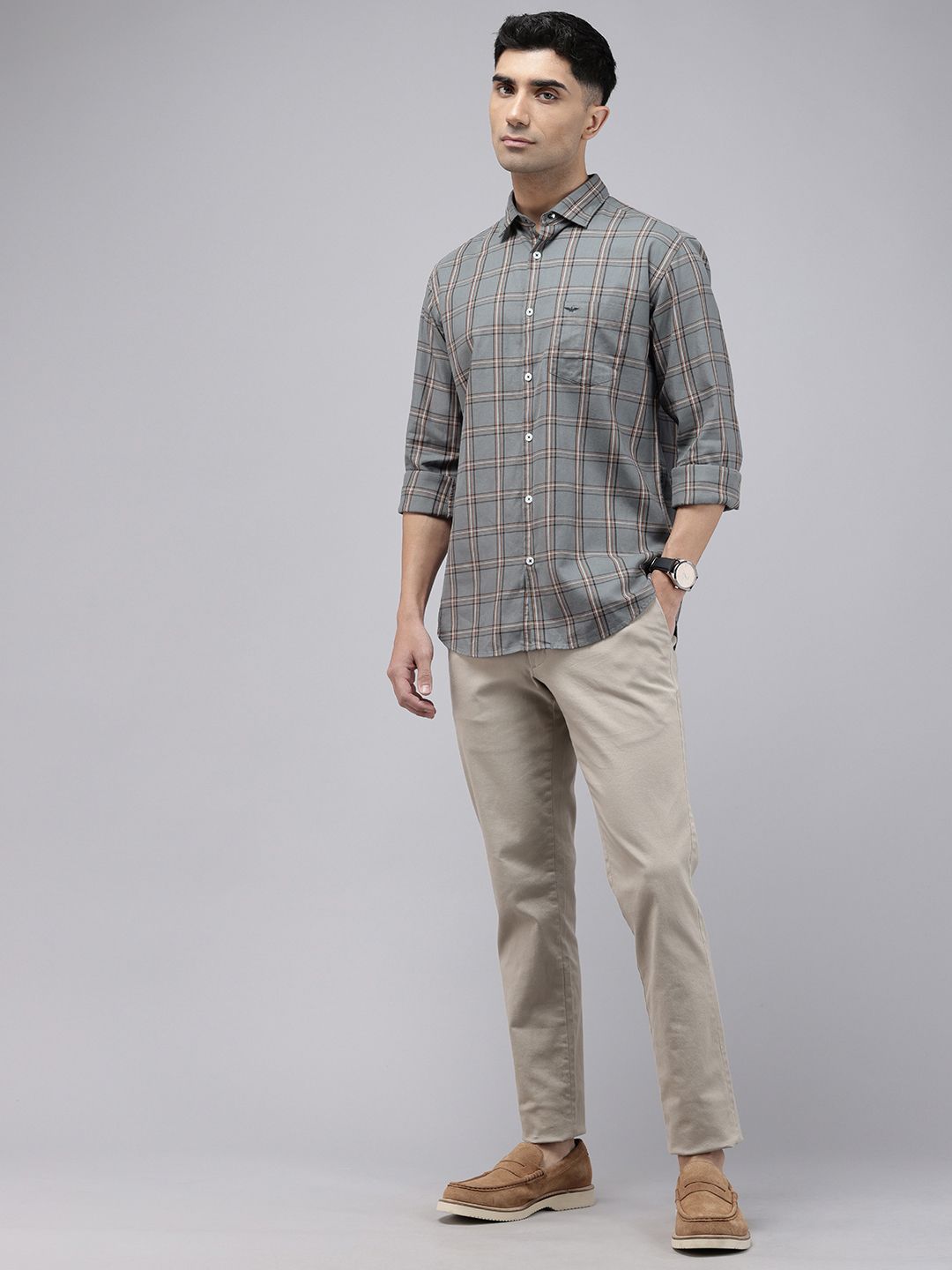 Park Avenue Slim Fit Checked Pure Cotton Casual Shirt