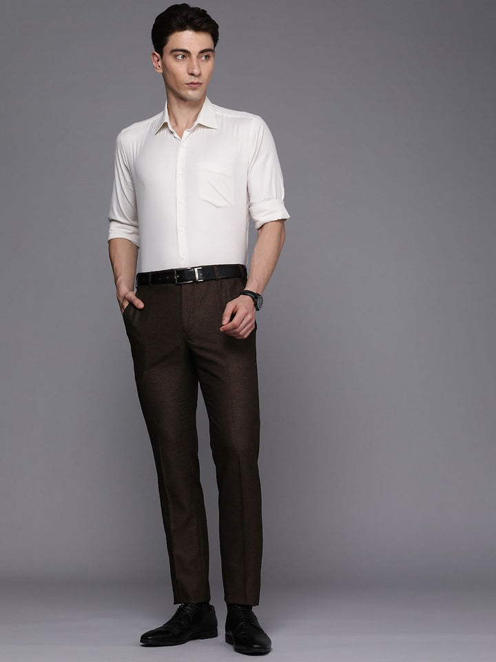 Raymond Men Slim Fit Flat Front Formal Trousers