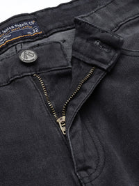 The Indian Garage Co Men Black Slim Fit Low Distress Light Fade Streachable Jeans