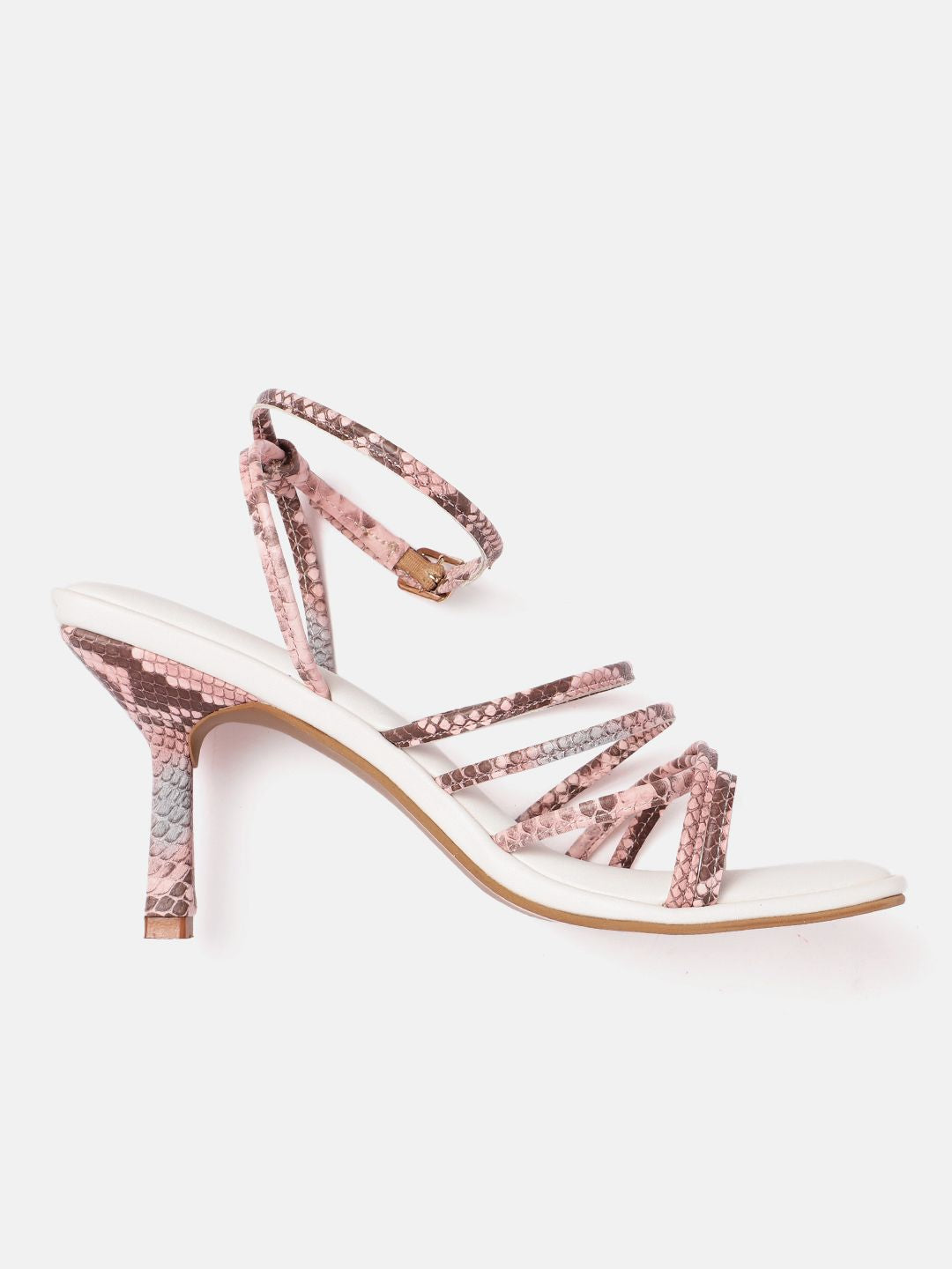 Lino Perros Snakeskin Print Strappy Slim Heels