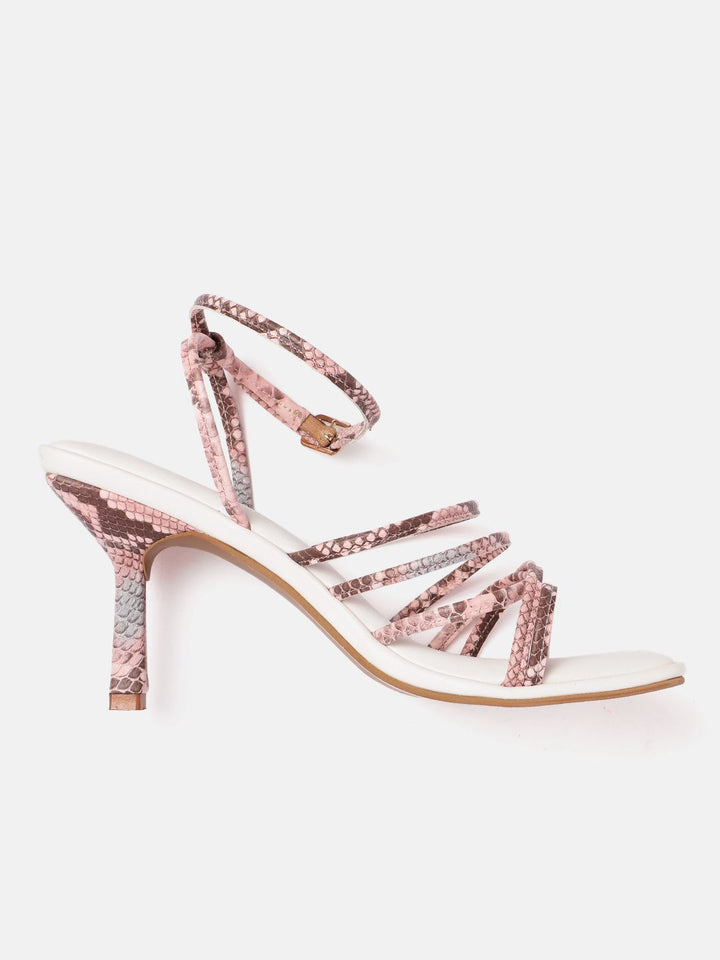 Lino Perros Snakeskin Print Strappy Slim Heels