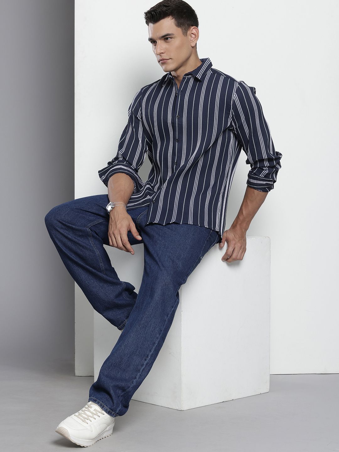 The Indian Garage Co Striped Pure Cotton Casual Shirt