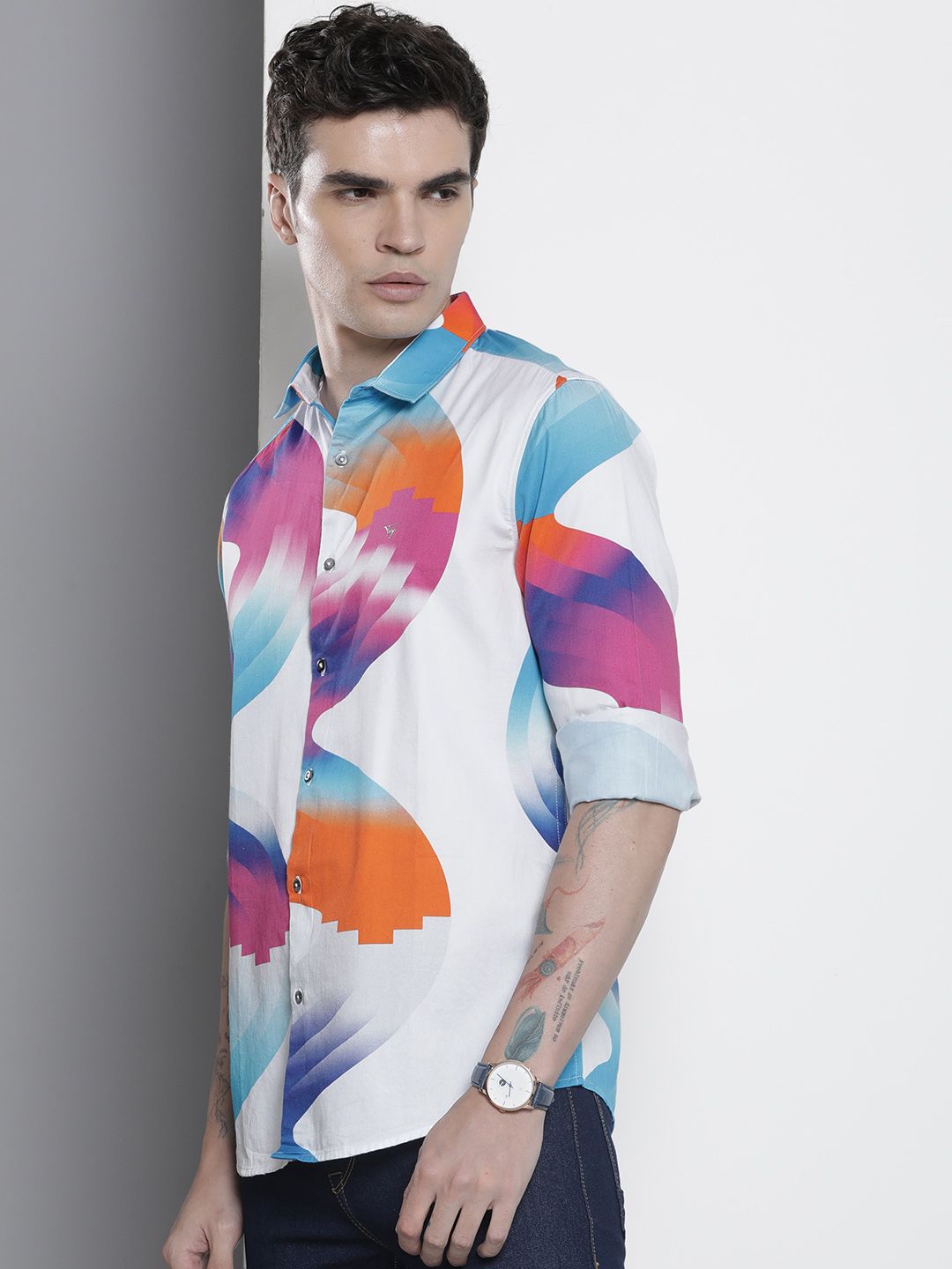 The Indian Garage Co Men Slim Fit Opaque Printed Casual Shirt