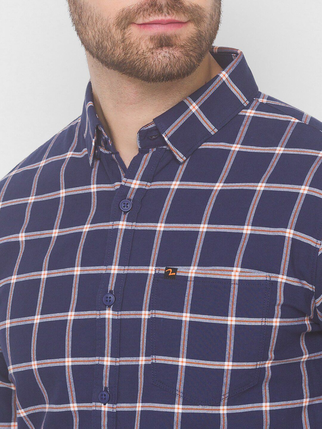 SPYKAR Men Blue Grid Tattersall Checks Checked Casual Shirt