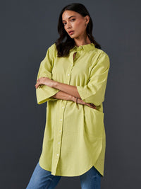 AND Self Design Mandarin Collar Cotton Top