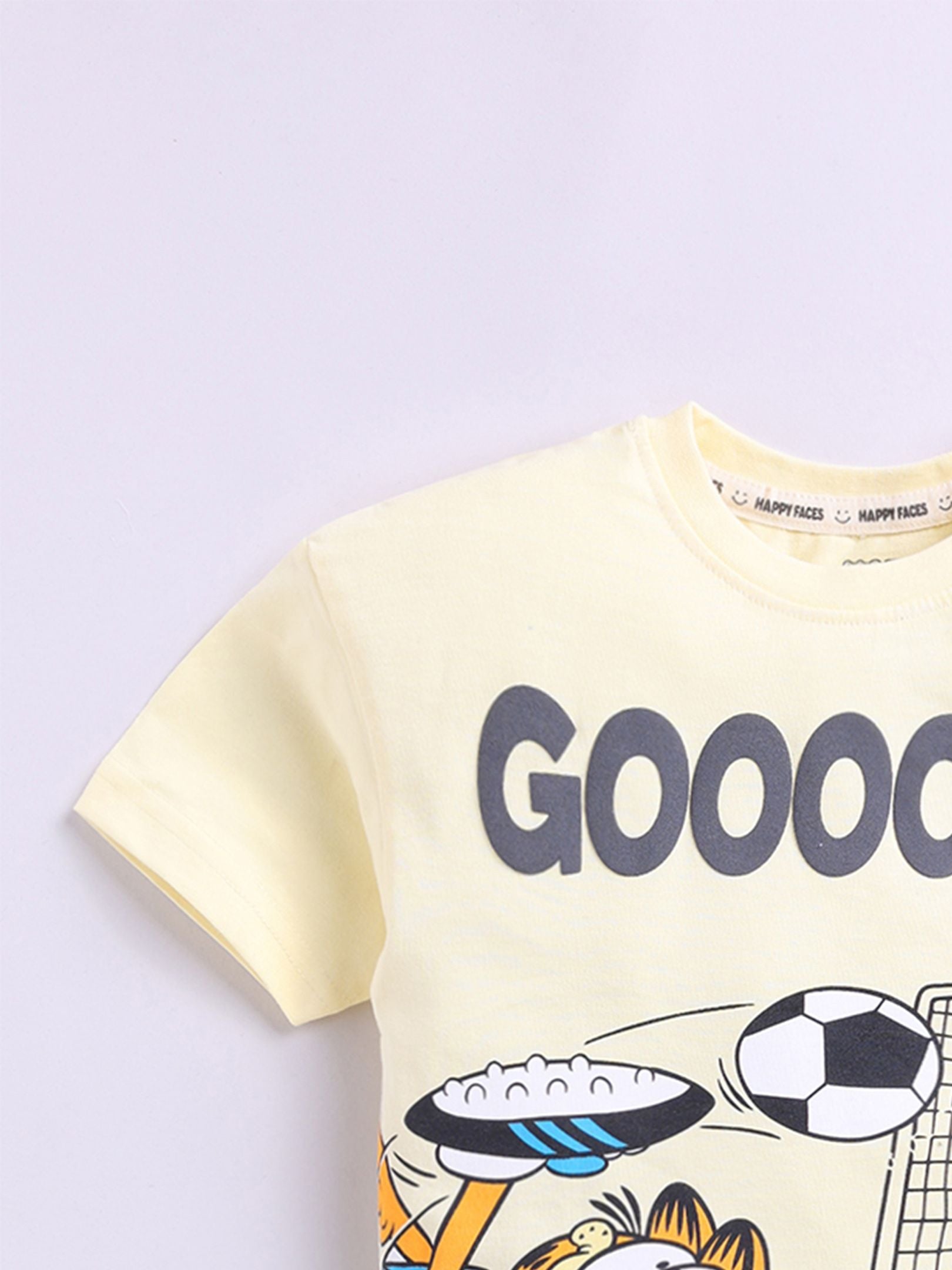 Happy Faces Kids Boys Garfield Printed Pure Cotton T-Shirt