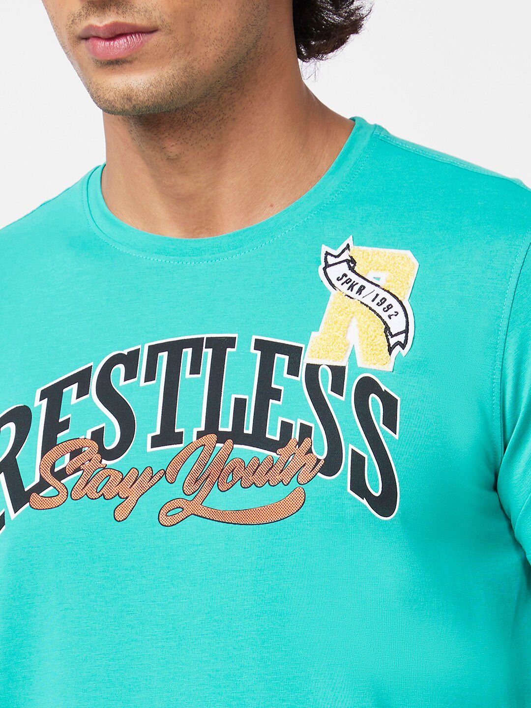 SPYKAR Typography Printed Slim Fit Cotton Casual T-Shirt