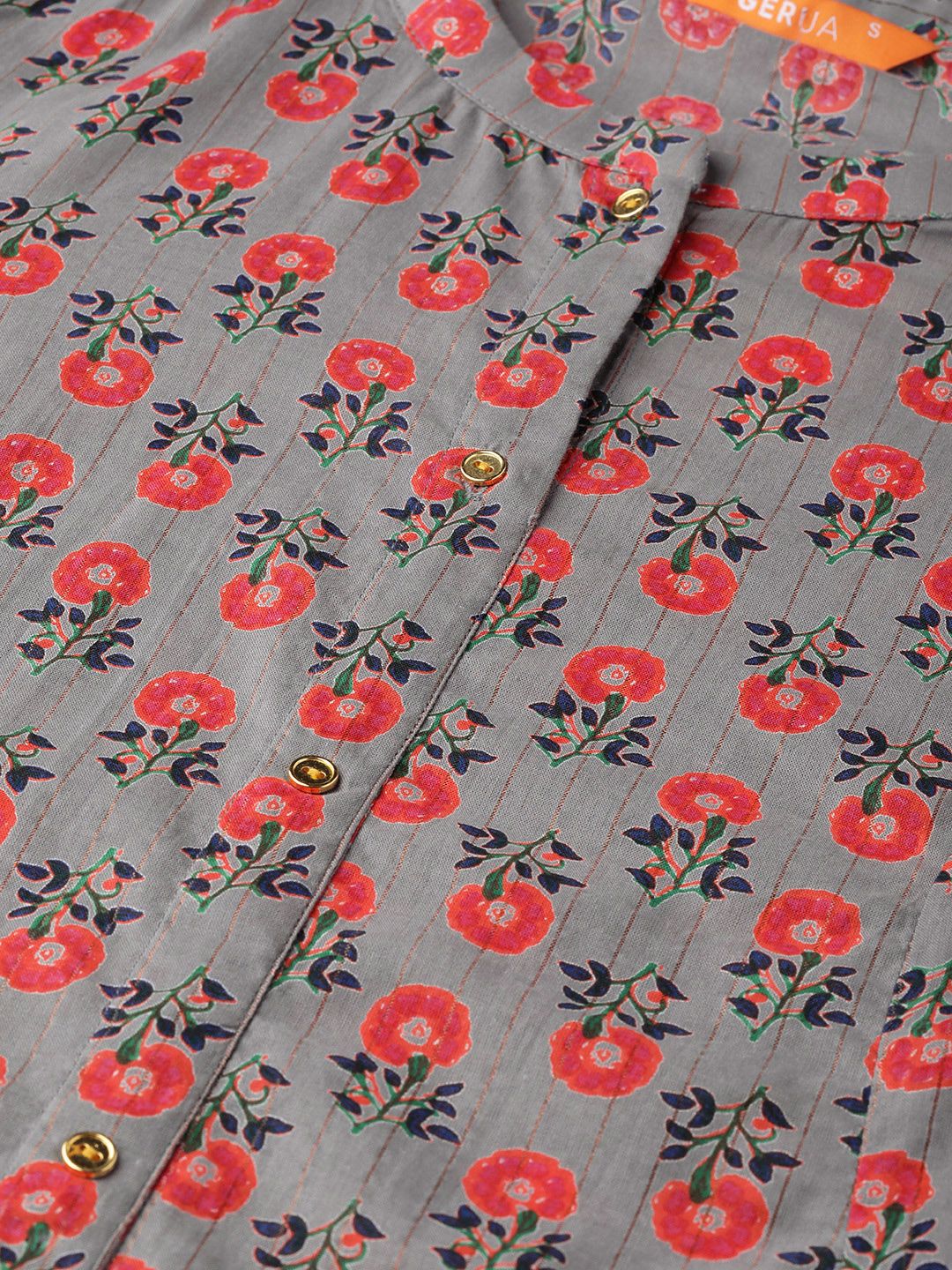 Gerua By Libas Women Charcoal Grey  Red Printed A-Line Dress