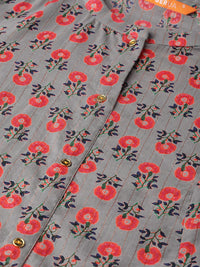 Gerua By Libas Women Charcoal Grey  Red Printed A-Line Dress