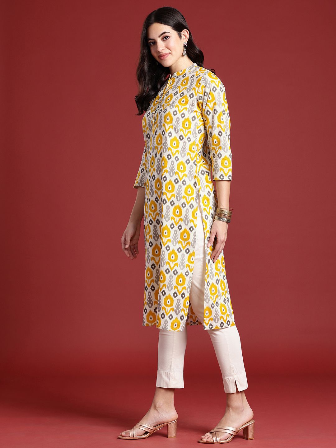 Anouk Ethnic Motifs Ikat Dyed Pure Cotton Kurta