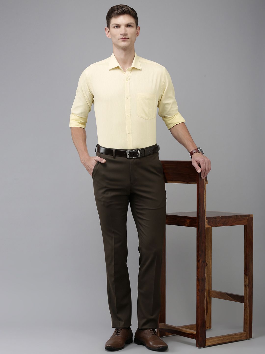Park Avenue Pure Cotton Self Design Textured Slim Fit Opaque Formal Shirt