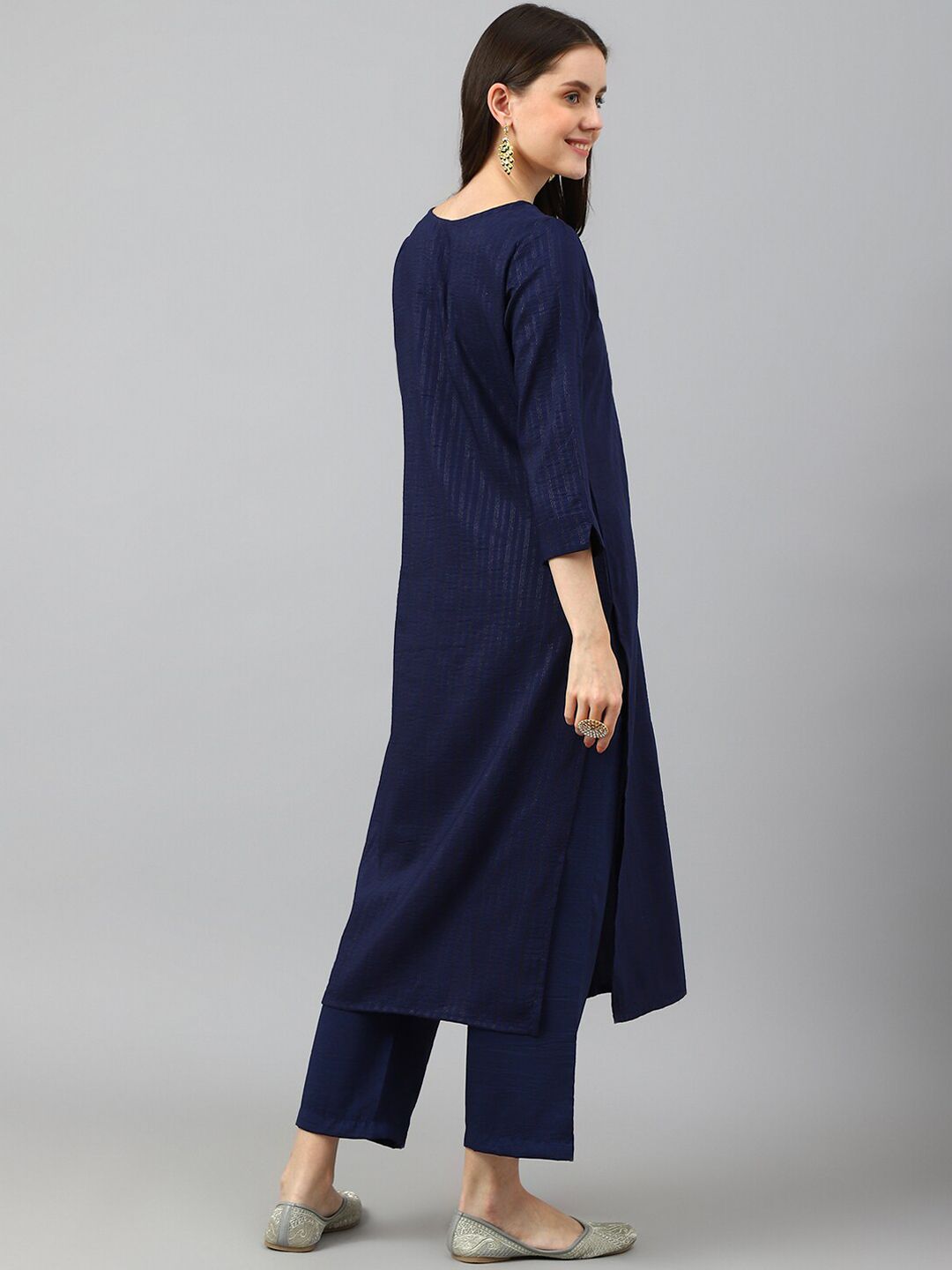 KALINI Striped Regular Kurta with Trousers