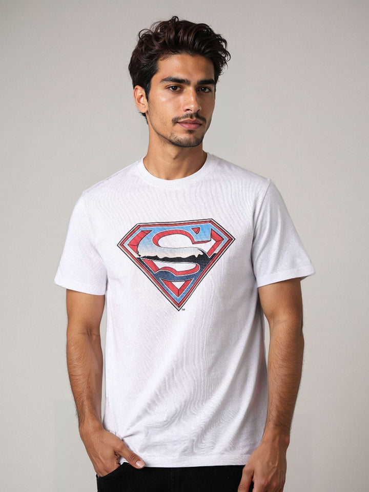 The Indian Garage Co Men Superman Graphic Printed Round Neck Cotton Slim Fit T-shirt