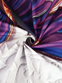 Moda Rapido X KLOTTHE White & Purple Floral 400 TC King Bedsheet with 2 Pillow Covers