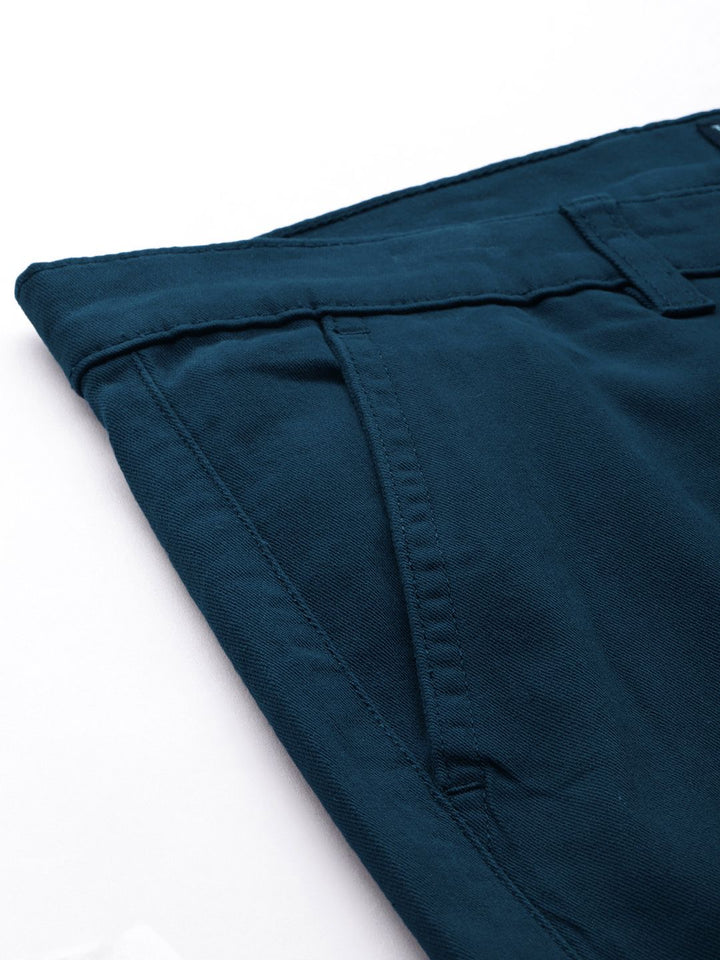 The Indian Garage Co Men Teal Slim Fit Cargos Trousers