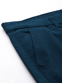 The Indian Garage Co Men Teal Slim Fit Cargos Trousers