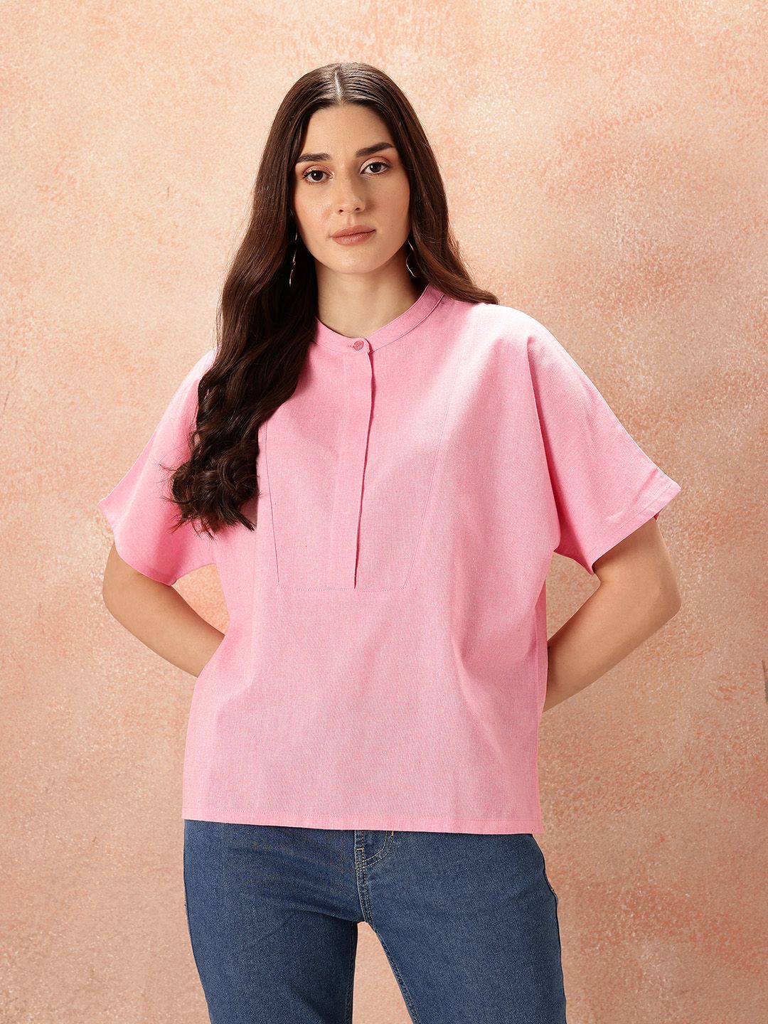 all about you Extended Sleeves Panelled Pure Cotton Top