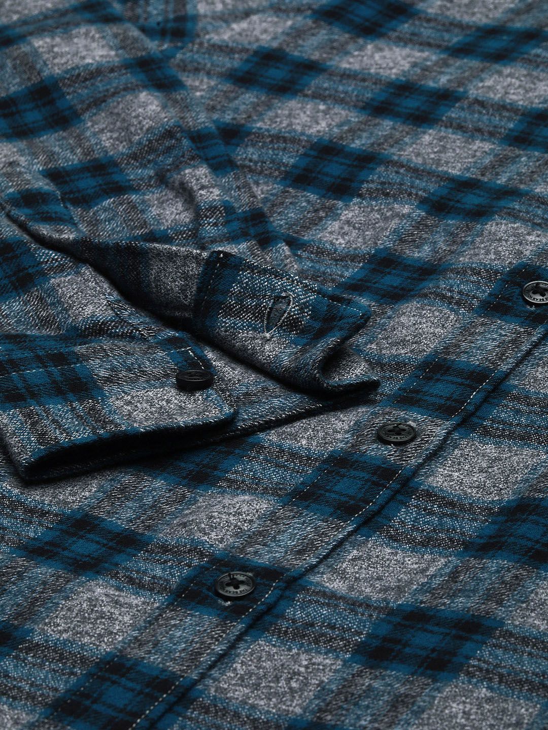 THE BEAR HOUSE Men Grey Slim Fit Pure Cotton Checked Casual Shirt