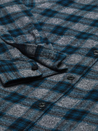 THE BEAR HOUSE Men Grey Slim Fit Pure Cotton Checked Casual Shirt