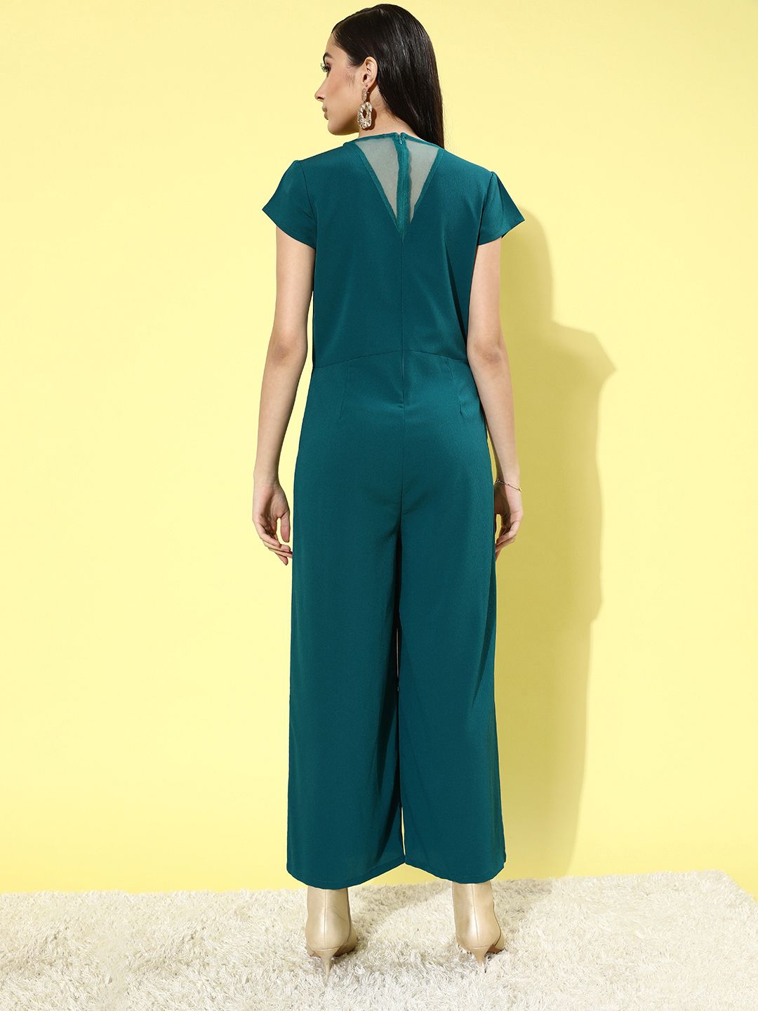 DressBerry Women Tranquil Teal Solid Twist & Knotted Jumpsuit