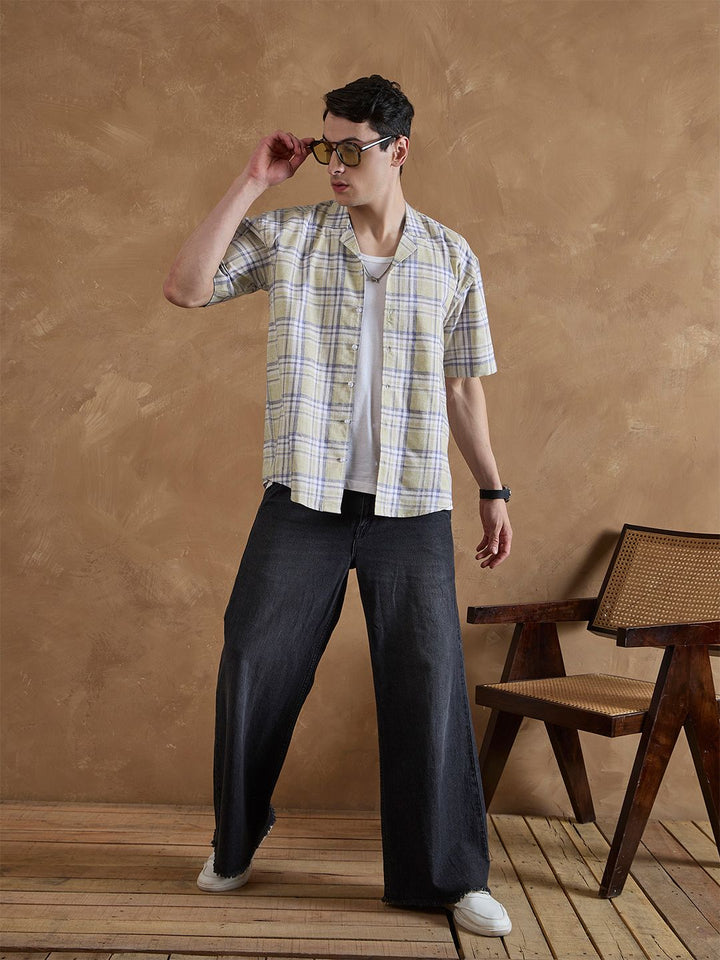 DENNISON Oversized Checked Cuban Collar Shirt